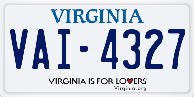 VA license plate VAI4327