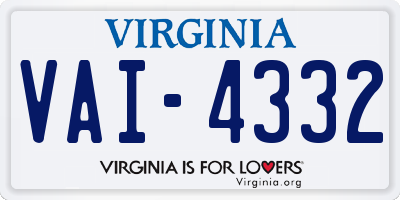 VA license plate VAI4332