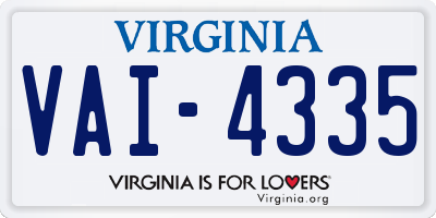 VA license plate VAI4335