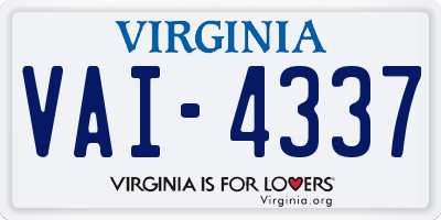 VA license plate VAI4337