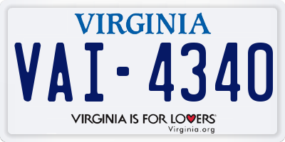 VA license plate VAI4340