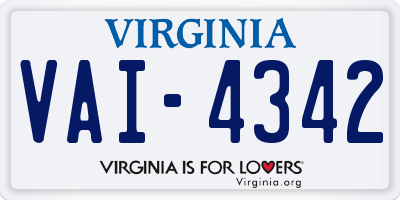 VA license plate VAI4342