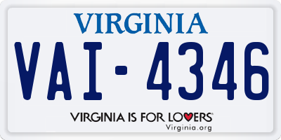 VA license plate VAI4346