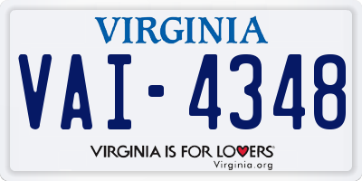 VA license plate VAI4348