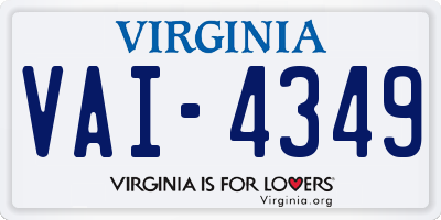 VA license plate VAI4349