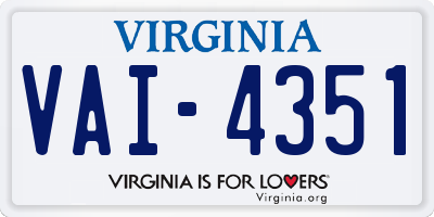 VA license plate VAI4351