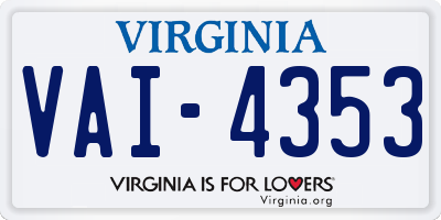 VA license plate VAI4353
