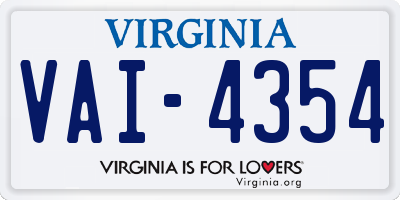 VA license plate VAI4354