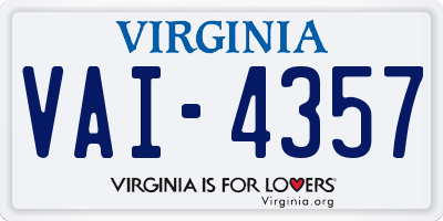 VA license plate VAI4357