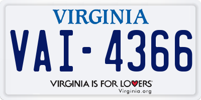 VA license plate VAI4366