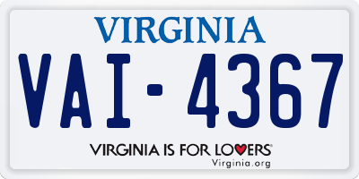 VA license plate VAI4367