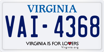 VA license plate VAI4368