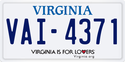 VA license plate VAI4371