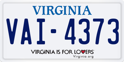 VA license plate VAI4373