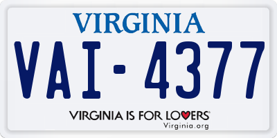 VA license plate VAI4377
