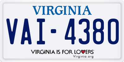 VA license plate VAI4380