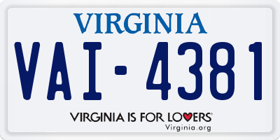 VA license plate VAI4381