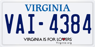 VA license plate VAI4384