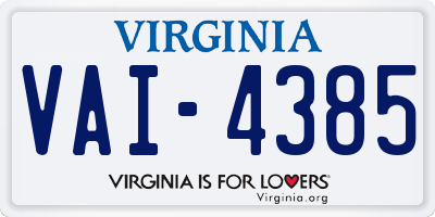 VA license plate VAI4385