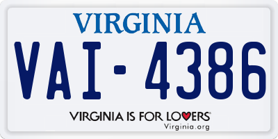 VA license plate VAI4386