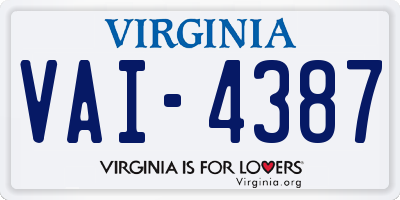 VA license plate VAI4387