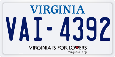 VA license plate VAI4392