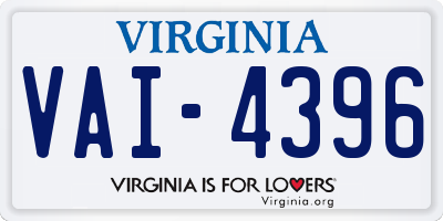 VA license plate VAI4396
