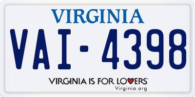 VA license plate VAI4398