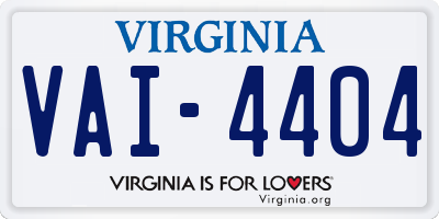 VA license plate VAI4404