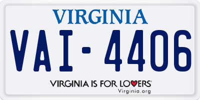 VA license plate VAI4406