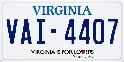 VA license plate VAI4407