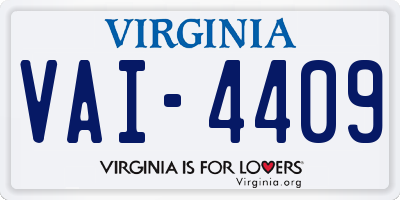 VA license plate VAI4409
