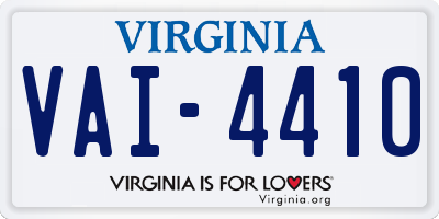 VA license plate VAI4410