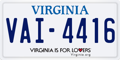 VA license plate VAI4416
