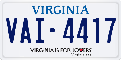 VA license plate VAI4417