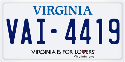 VA license plate VAI4419