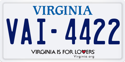 VA license plate VAI4422