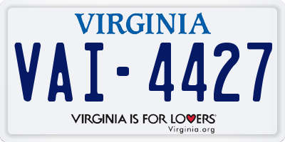 VA license plate VAI4427