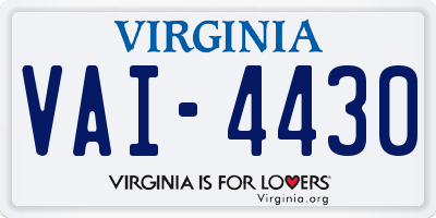 VA license plate VAI4430