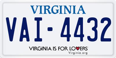 VA license plate VAI4432