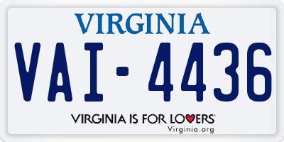 VA license plate VAI4436