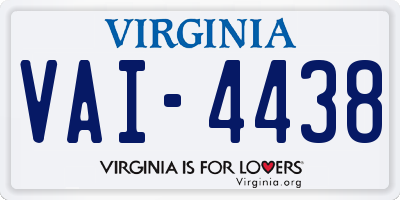 VA license plate VAI4438