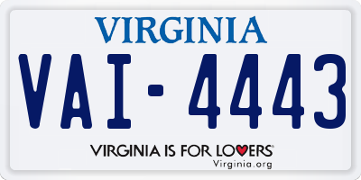 VA license plate VAI4443