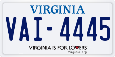 VA license plate VAI4445