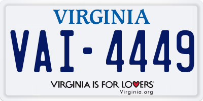 VA license plate VAI4449