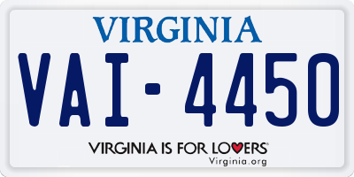 VA license plate VAI4450