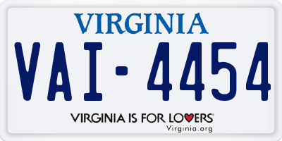 VA license plate VAI4454