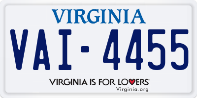 VA license plate VAI4455
