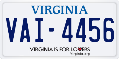 VA license plate VAI4456