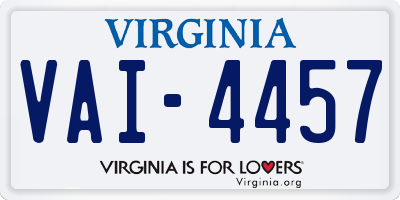 VA license plate VAI4457
